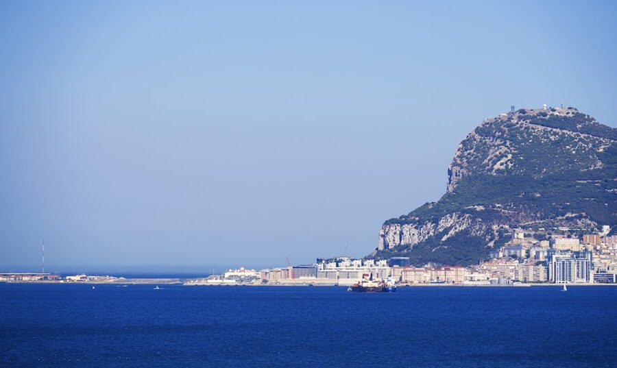 The Rock of Gibraltar seen from the sea