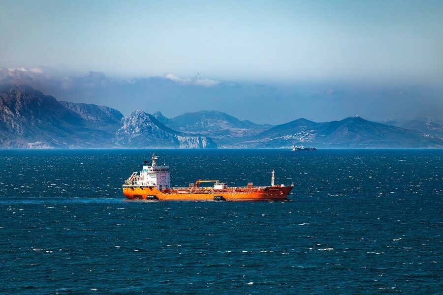 A ship in the Strait of Gibraltar