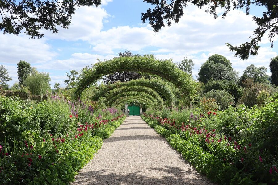 Flowers in bloom at Monet Giverny garden