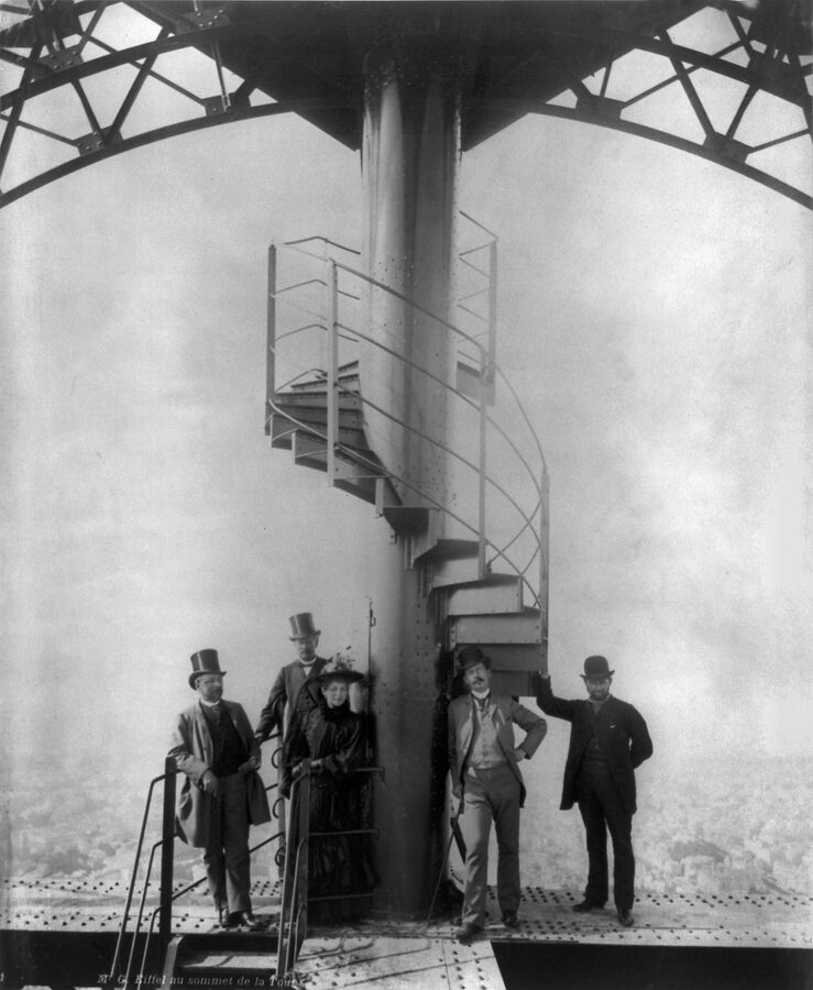 Gustave Eiffel and four others at the Tower summit in 1889