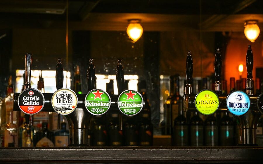 Beer taps at pub bar