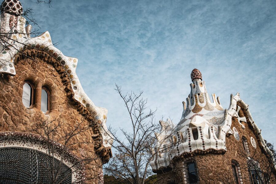Park Güell Gaudí mosaic terrace with Barcelona view