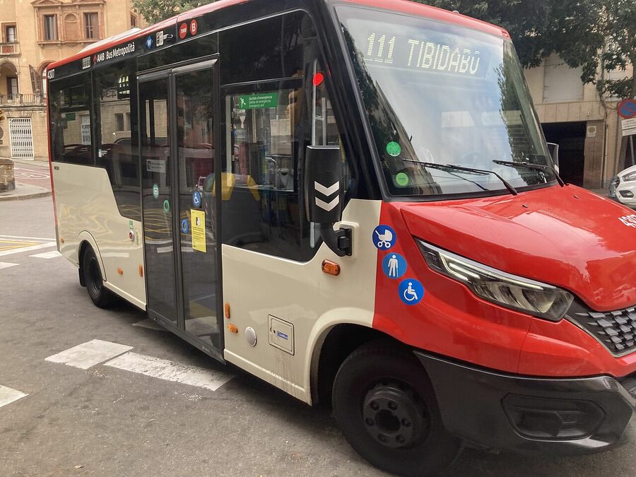 TMB bus route 111 climbing Tibidabo Barcelona