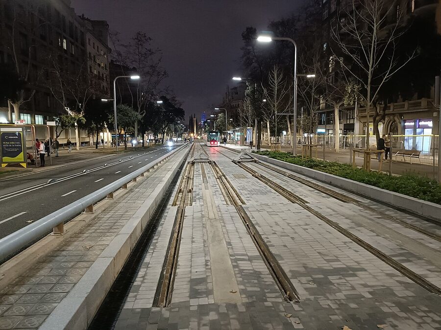 Tram T4 at Verdaguer terminus Barcelona