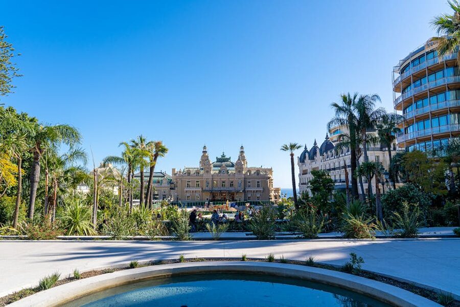 Hôtel de Paris and Casino Monte Carlo with palm trees on Place du Casino