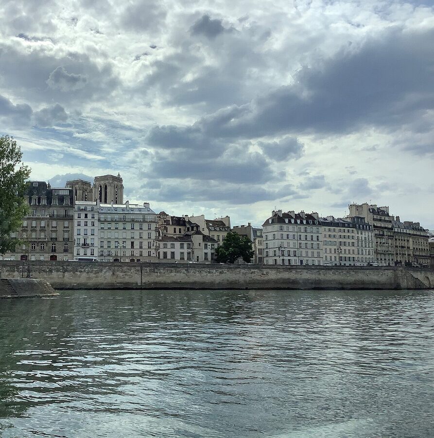 Ile de la Cite Paris aerial view Seine river