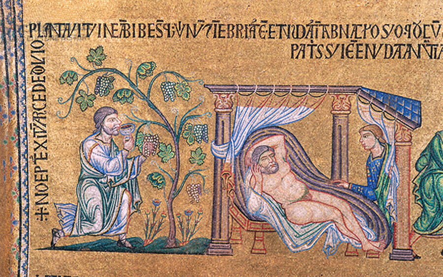 Atrium mosaic of the drunkenness of Noah in St Mark's Basilica