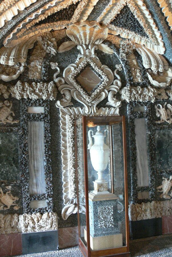 Shell-and-stone grotto room at Palazzo Borromeo on Isola Bella