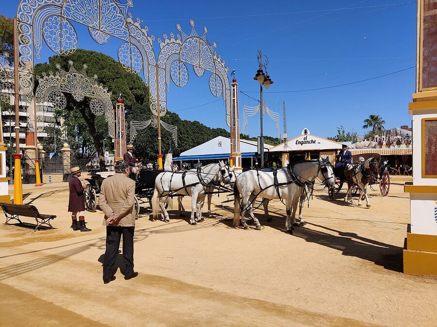 A horse-drawn carriage at Feria del Caballo 2024 in Jerez