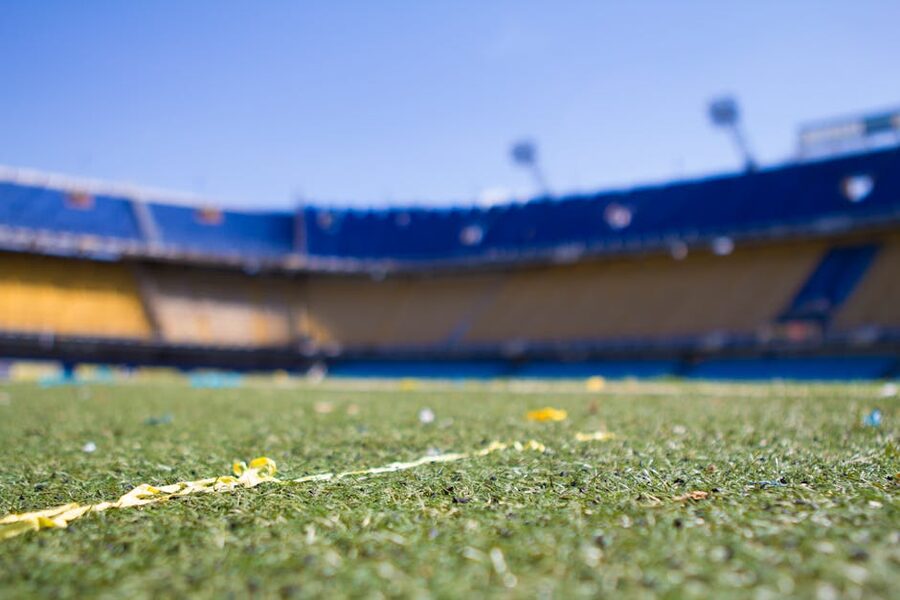 Football pitch view from the stands