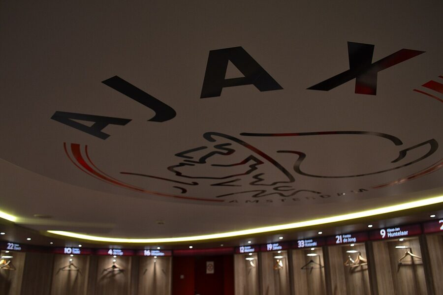 Display case in the Ajax Museum at the Johan Cruijff Arena