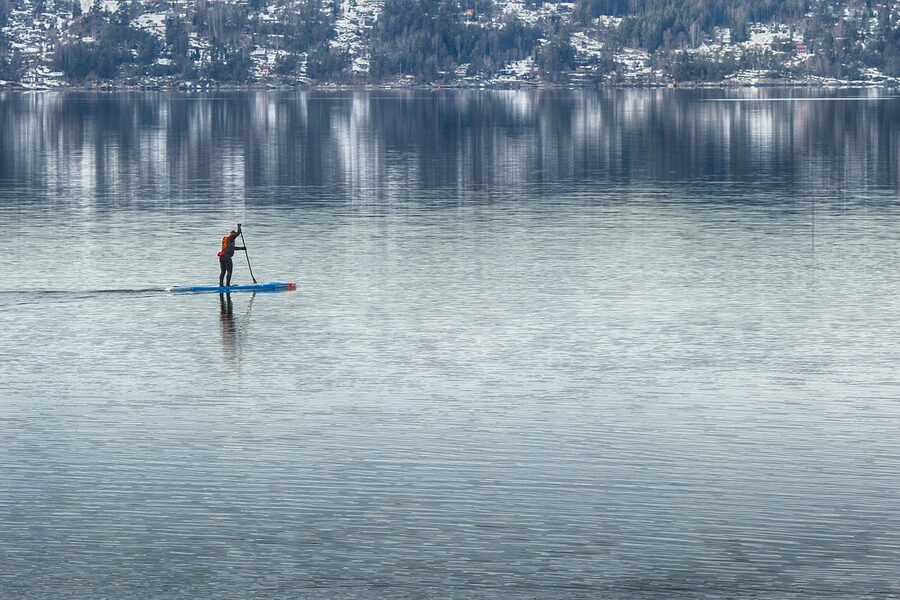 Kayak paddle in clear sea water