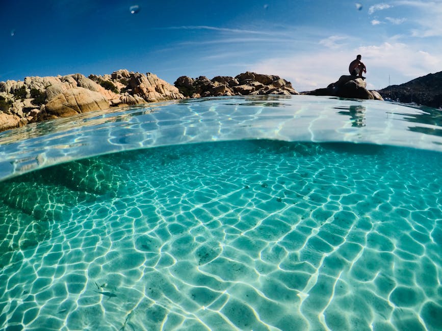La Maddalena Sardinia rocky shore swimmer clear water