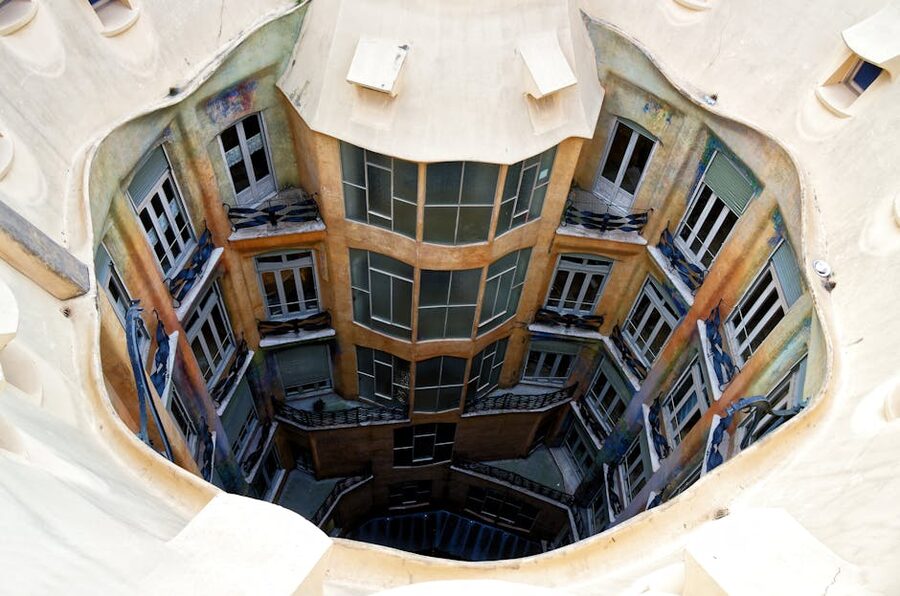 Casa Milà La Pedrera interior courtyard from above