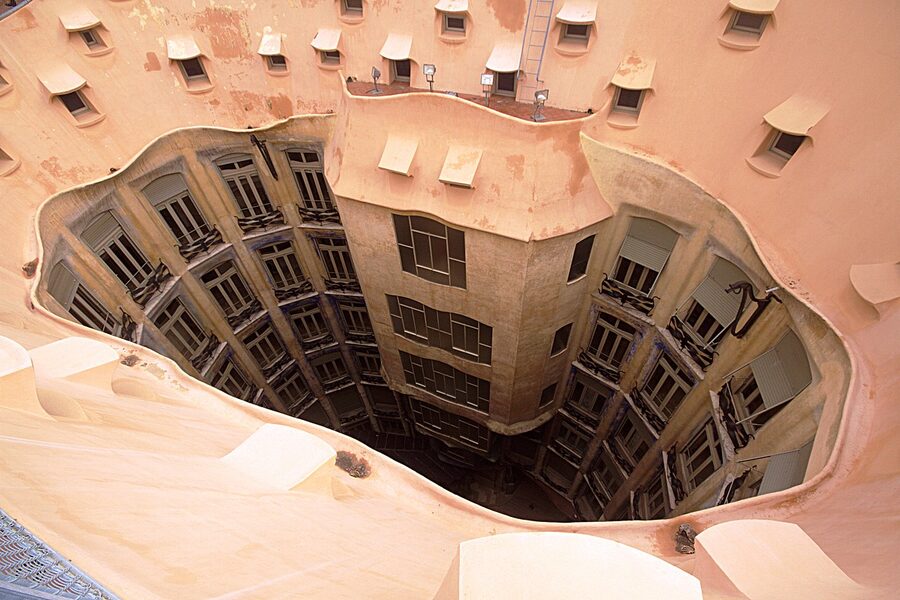 La Pedrera internal courtyard from below