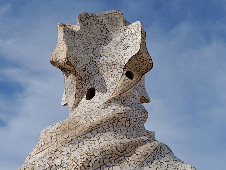 La Pedrera mosaic chimney trencadis tilework