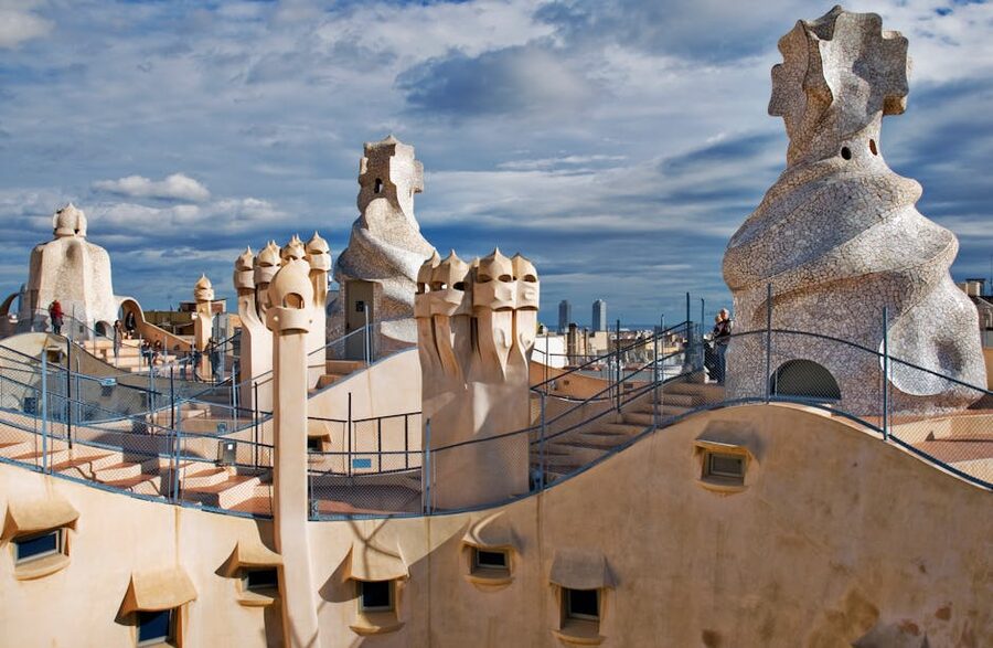 La Pedrera Casa Milà rooftop sculpted chimneys