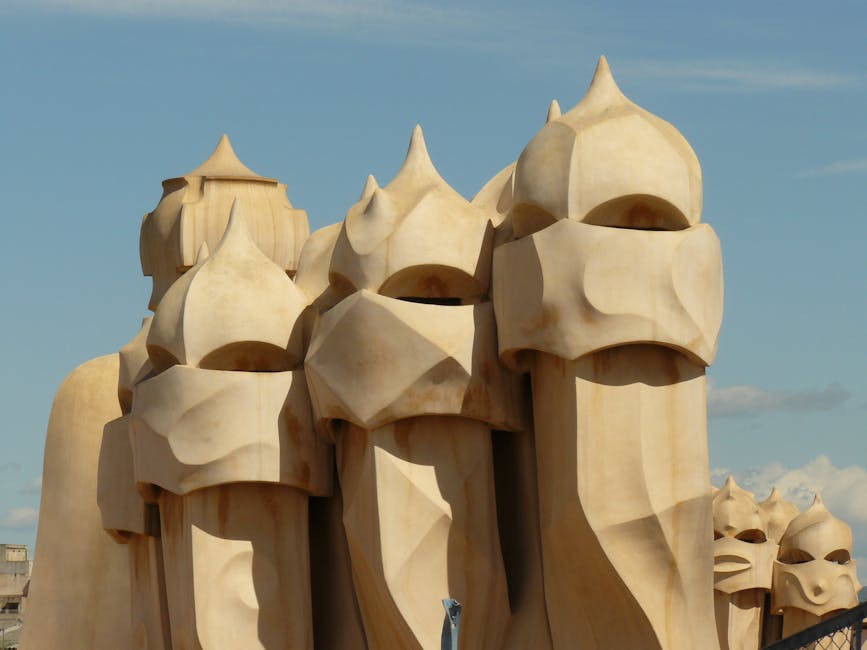 La Pedrera warrior chimneys against blue sky