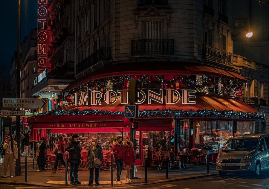 La Rotonde cafe at night in Montparnasse Paris