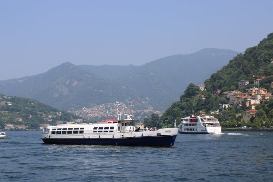 Passenger ferry cruising on Lake Como