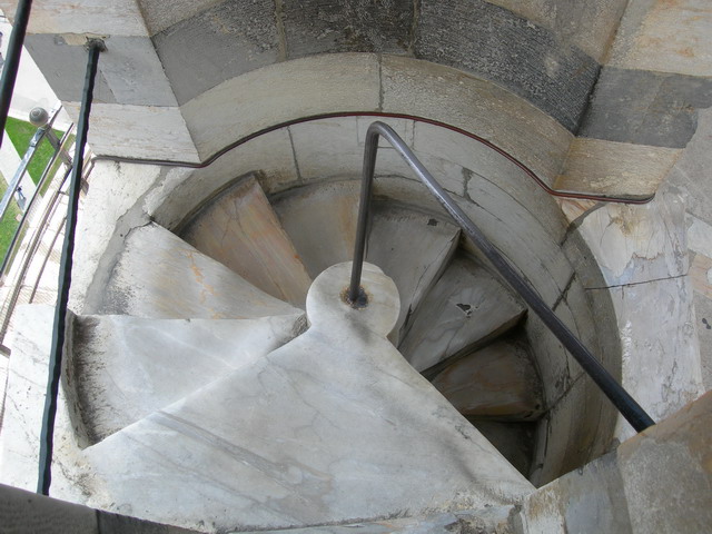 Inner spiral staircase inside the Leaning Tower of Pisa