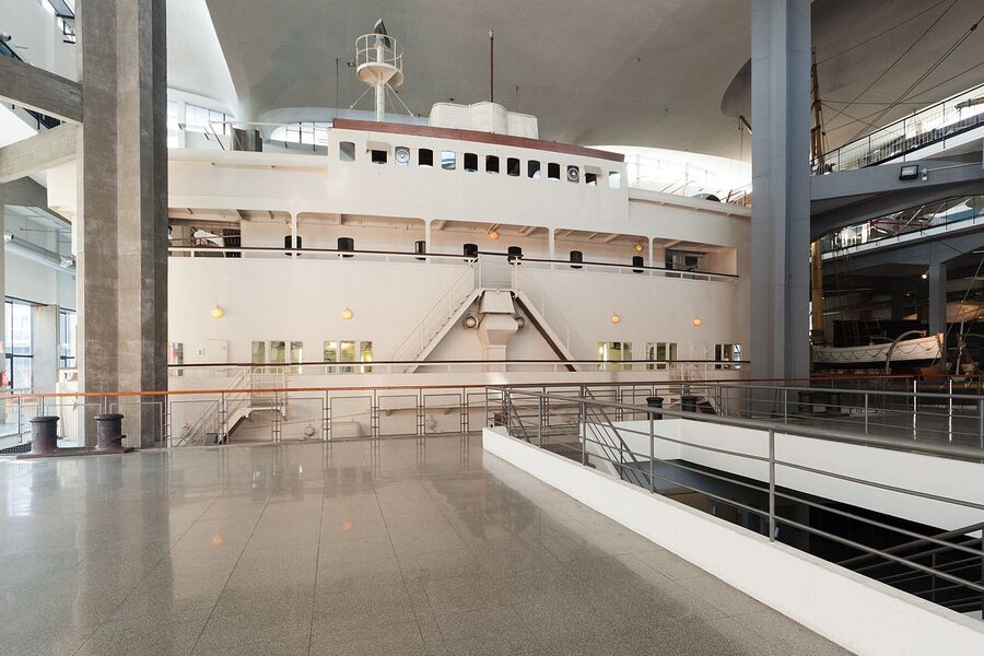 Bridge of the Conte Biancamano transatlantic liner inside the Leonardo museum Milan