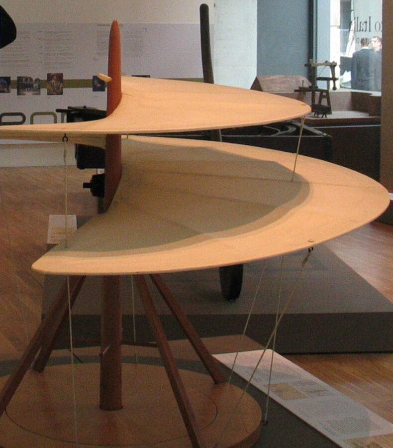 Reconstruction model of Leonardo's helical aerial screw flying machine