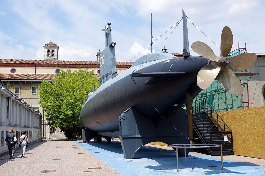 Enrico Toti S-506 submarine on display at the Leonardo museum Milan