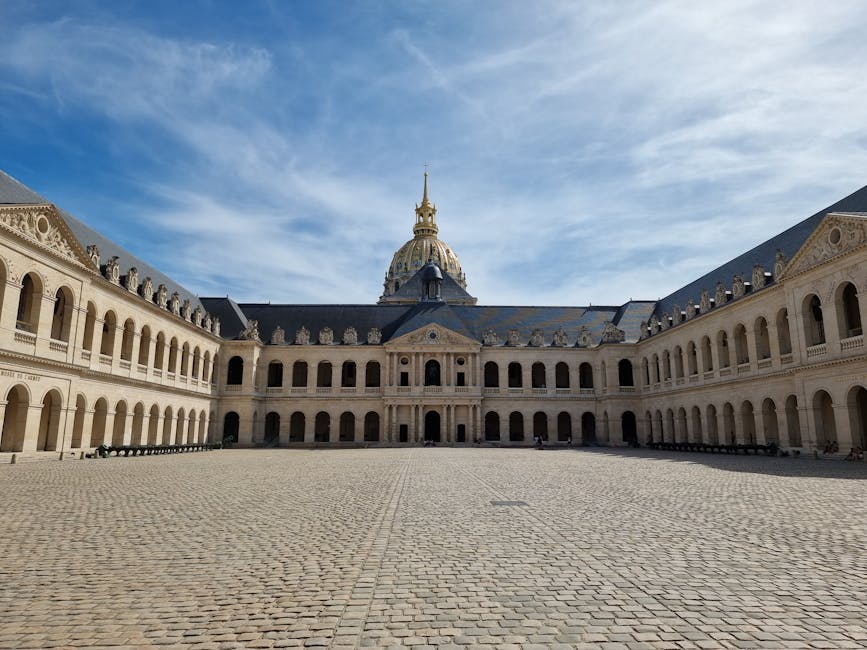 Classical French architecture at the Cour d'Honneur Les Invalides