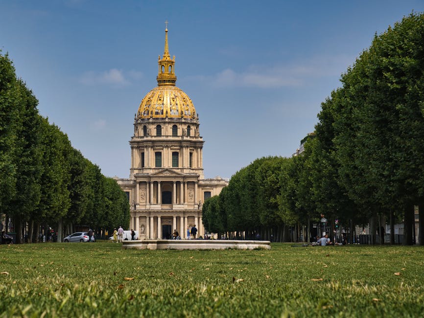 Les Invalides golden dome on a bright day