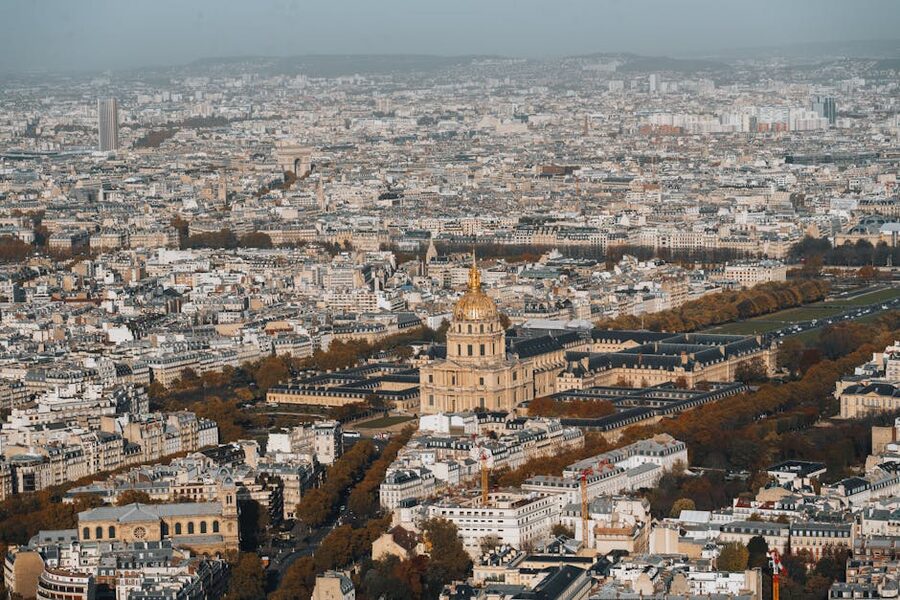 Les Invalides on the Paris skyline with the Eiffel Tower