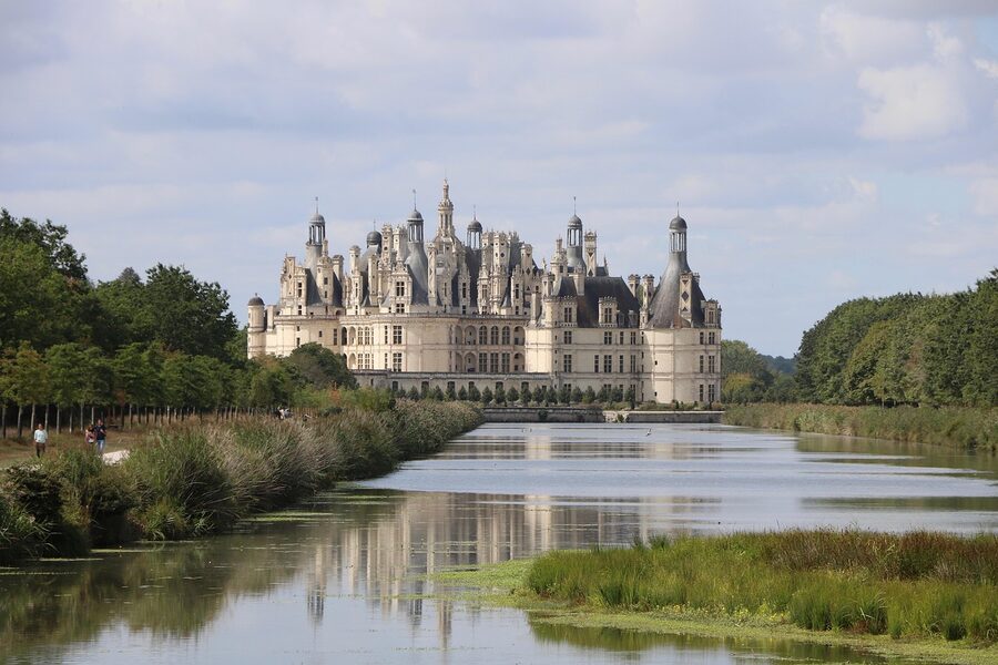 Chambord Castle front towers Loire France