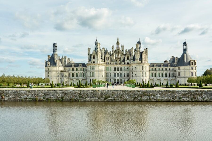 Chambord Castle reflected in the moat France