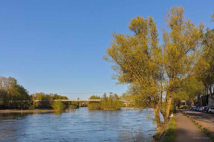 Tours quais along the Loire river France