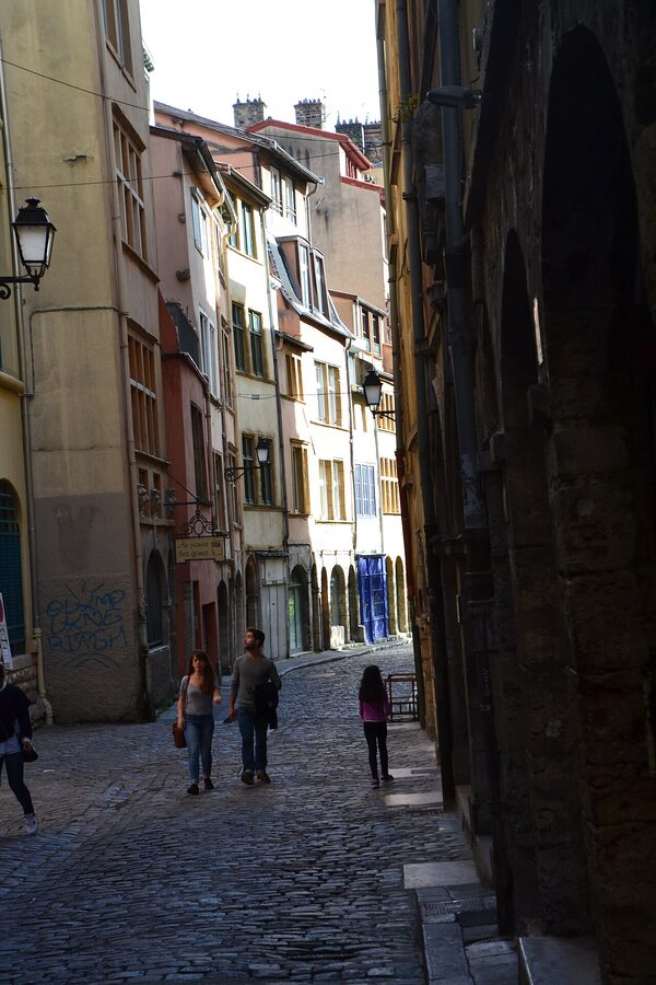 Vieux Lyon Renaissance old town with cobblestone streets and historic buildings