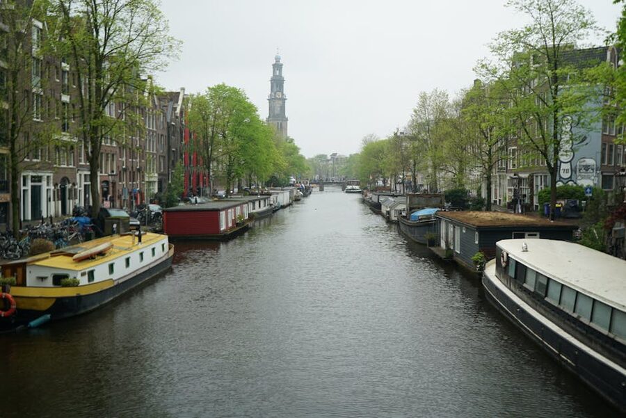 Amsterdam canal in morning light