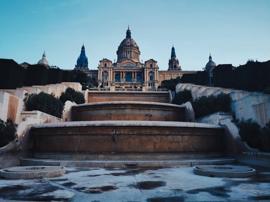 Magic Fountain of Montjuïc and Palau Nacional in daytime