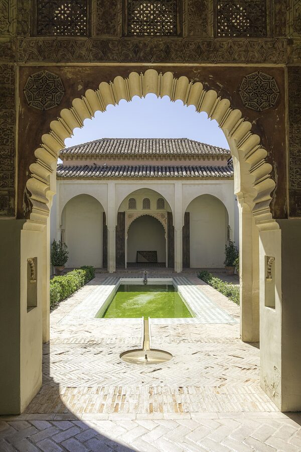Patio de la Alberca with reflecting pool in Alcazaba Malaga