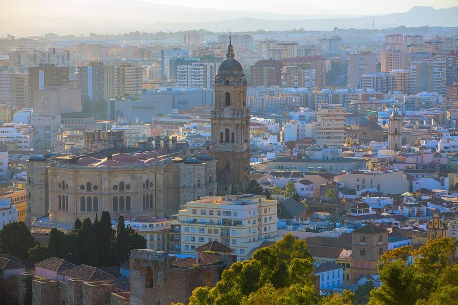 Malaga cathedral in the Andalusian old town