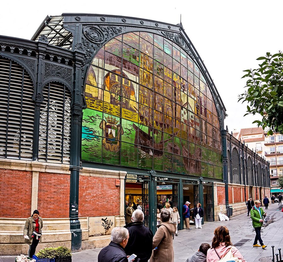 Mercado Central de Atarazanas iron and stained-glass facade in Malaga
