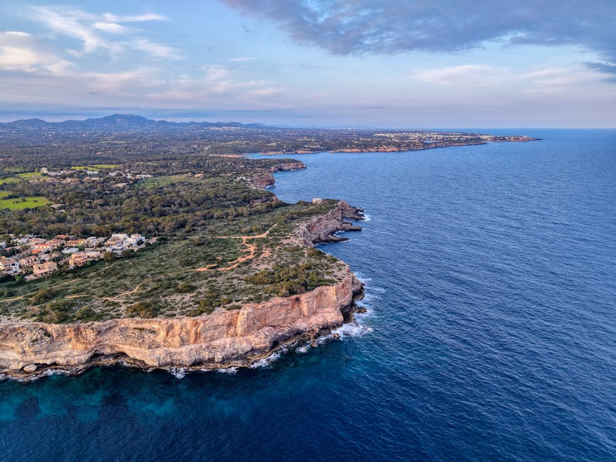 Aerial view of the Mallorca coast cliffs