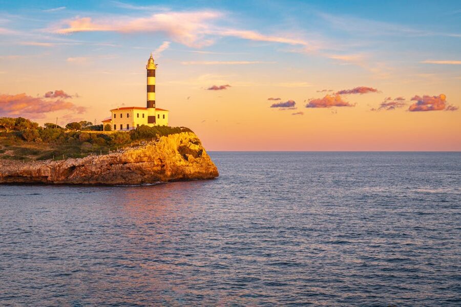 Mallorca coast sunset lighthouse