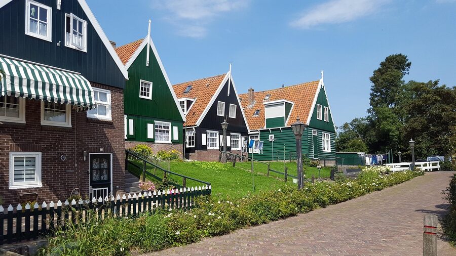 Marken former-island village painted fishermen houses