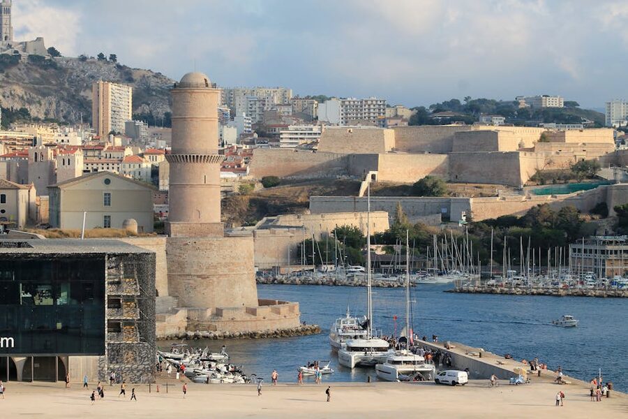Fort Saint-Jean and Marseille harbour from the water