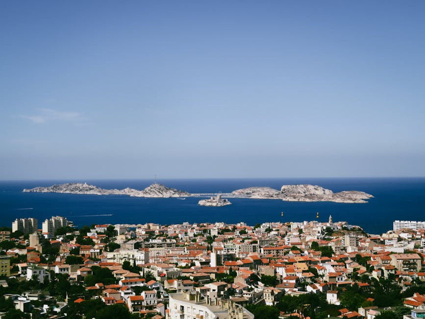 Aerial view of the Frioul Archipelago off Marseille