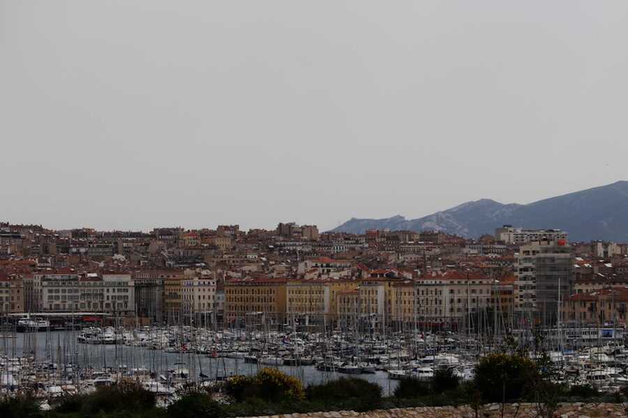 Marseille skyline with historic buildings around the port