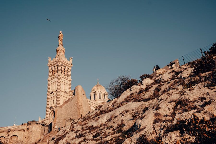 Notre Dame de la Garde basilica on its limestone cliff