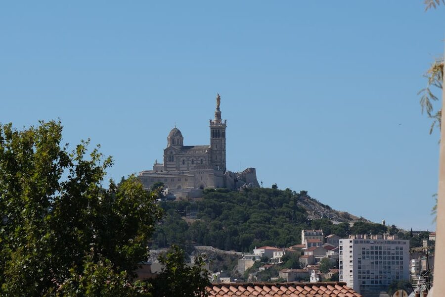 Notre Dame de la Garde basilica on hill in Marseille