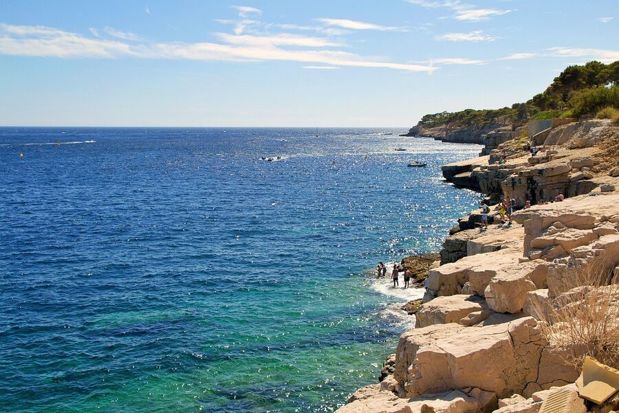 Calanques mediterranean coast view from the cliffs