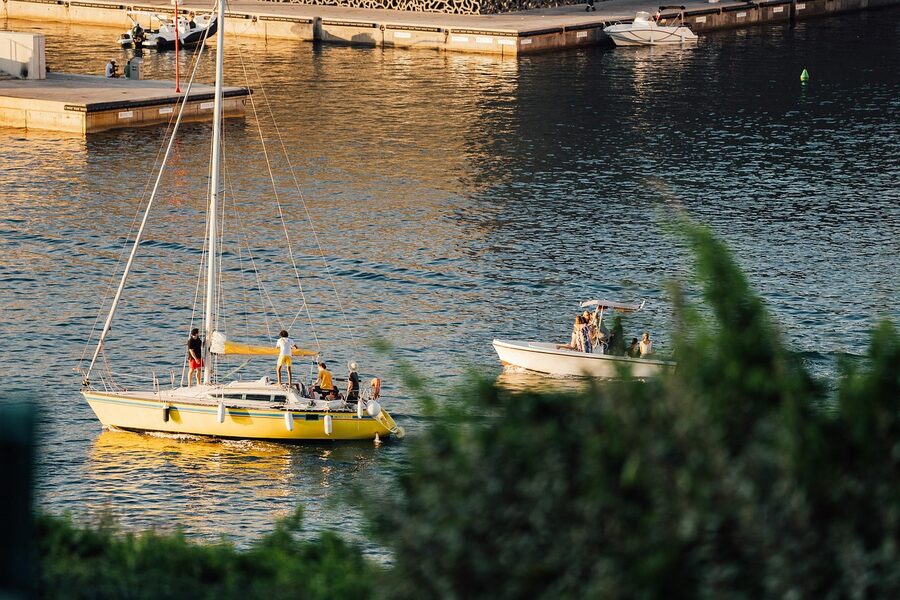 Marseille boats at sunset on the harbour
